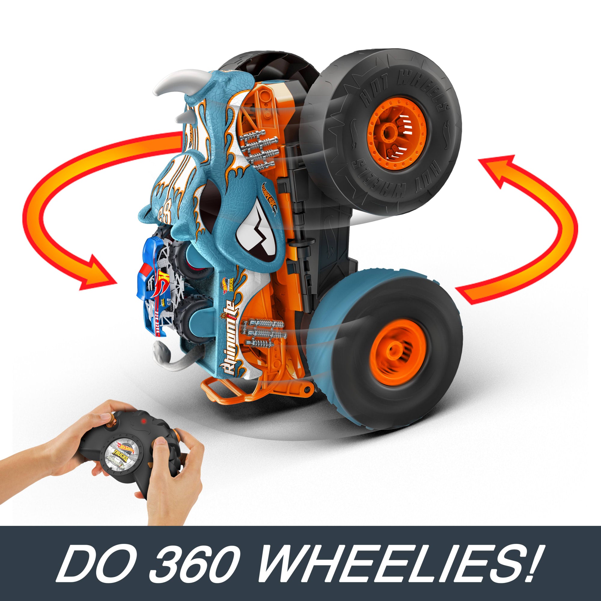 Hot Wheels Monster Trucks HW Transforming Rhinomite RC in 1:12 Scale With 1:64 Scale Toy Truck - Image 4
