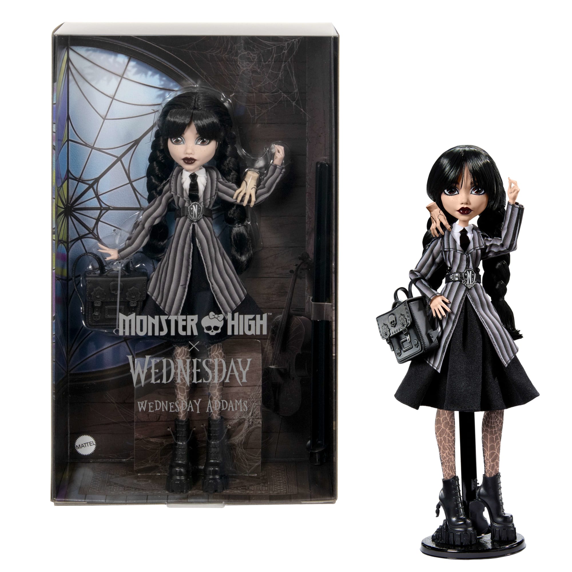 Monster High Wednesday Collectible Doll. Wednesday Addams in Nevermore Academy Uniform With Thing