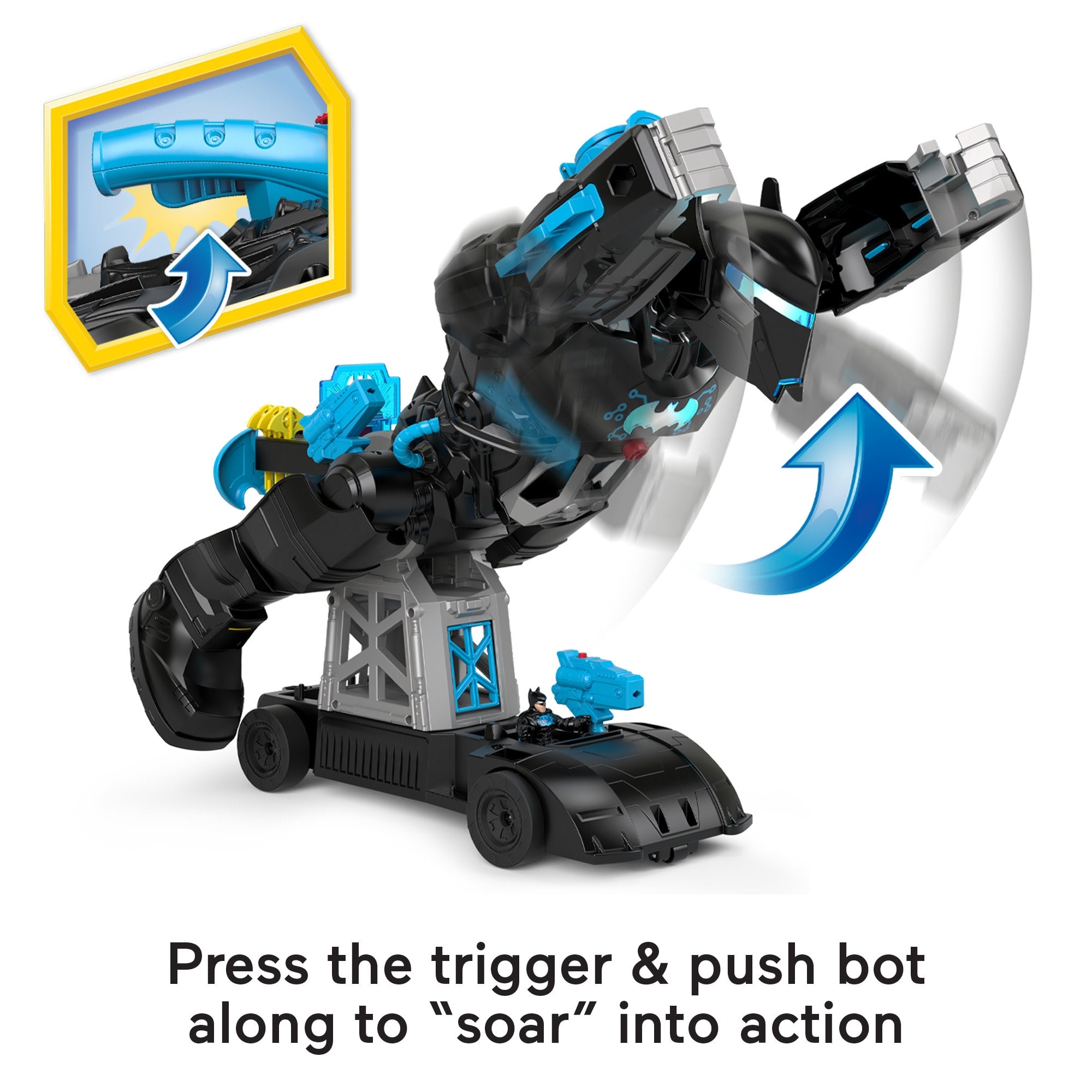 Imaginext DC Super Friends Batman Toy. 2-In-1 Robot & Playset With Lights & Sounds. Bat-Tech Batbot - Image 4