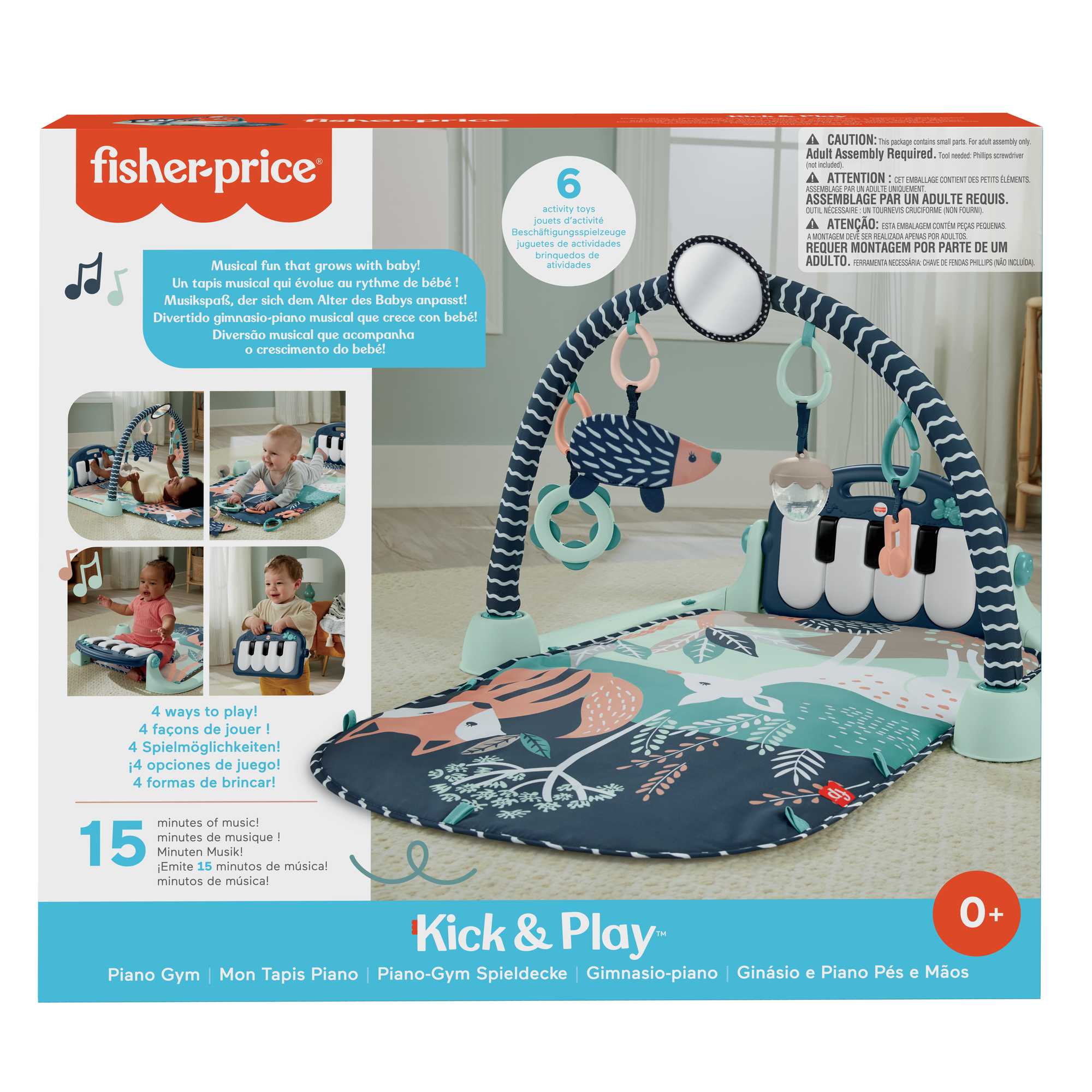 Fisher-Price Baby Gym Playmat With Kick & Play Piano And Tummy Time Toys. Navy Fawn - Image 6