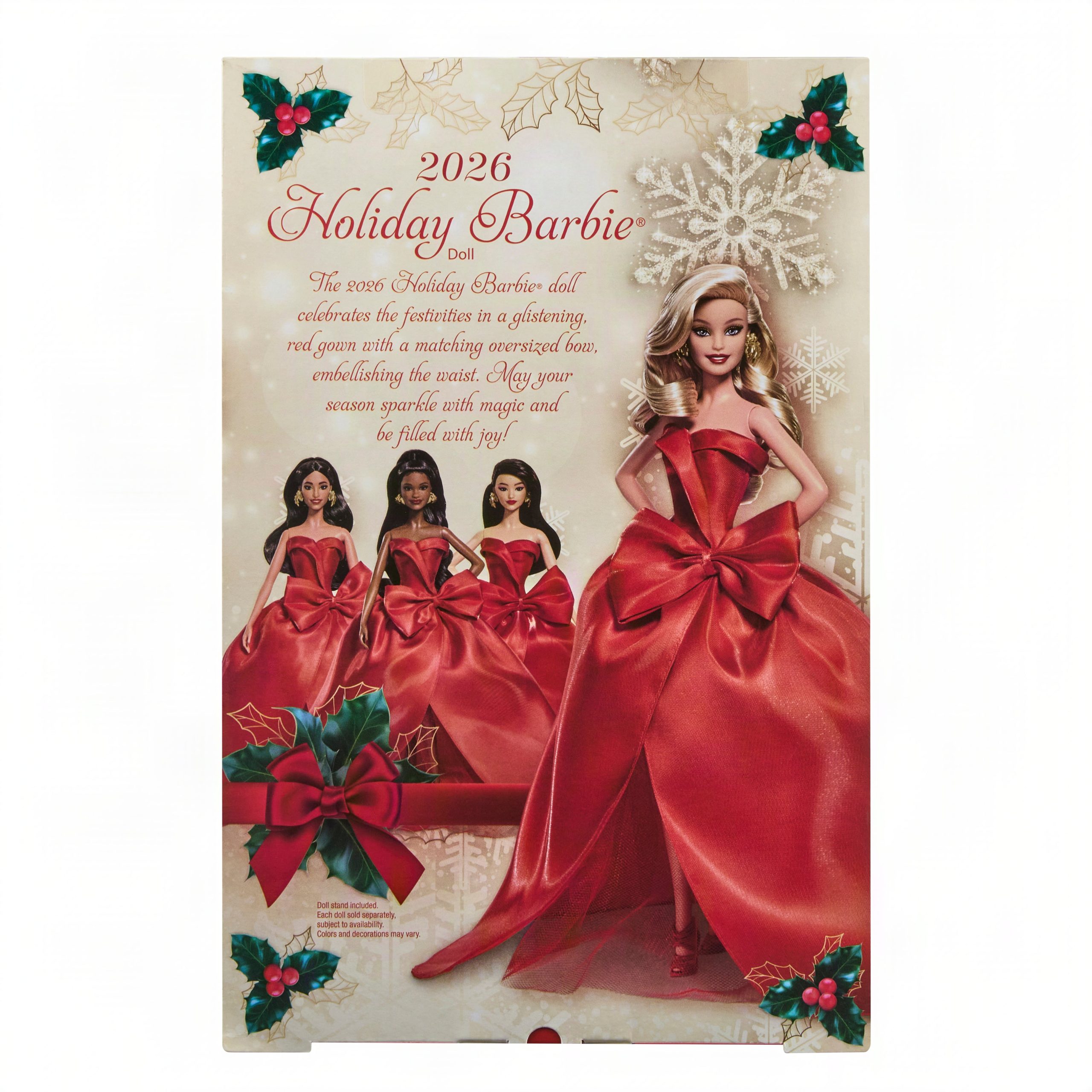 Barbie Signature 2026 Holiday Barbie Fashion Doll. Seasonal Collector. Blonde With Red Gown With Bow Detail - Image 6