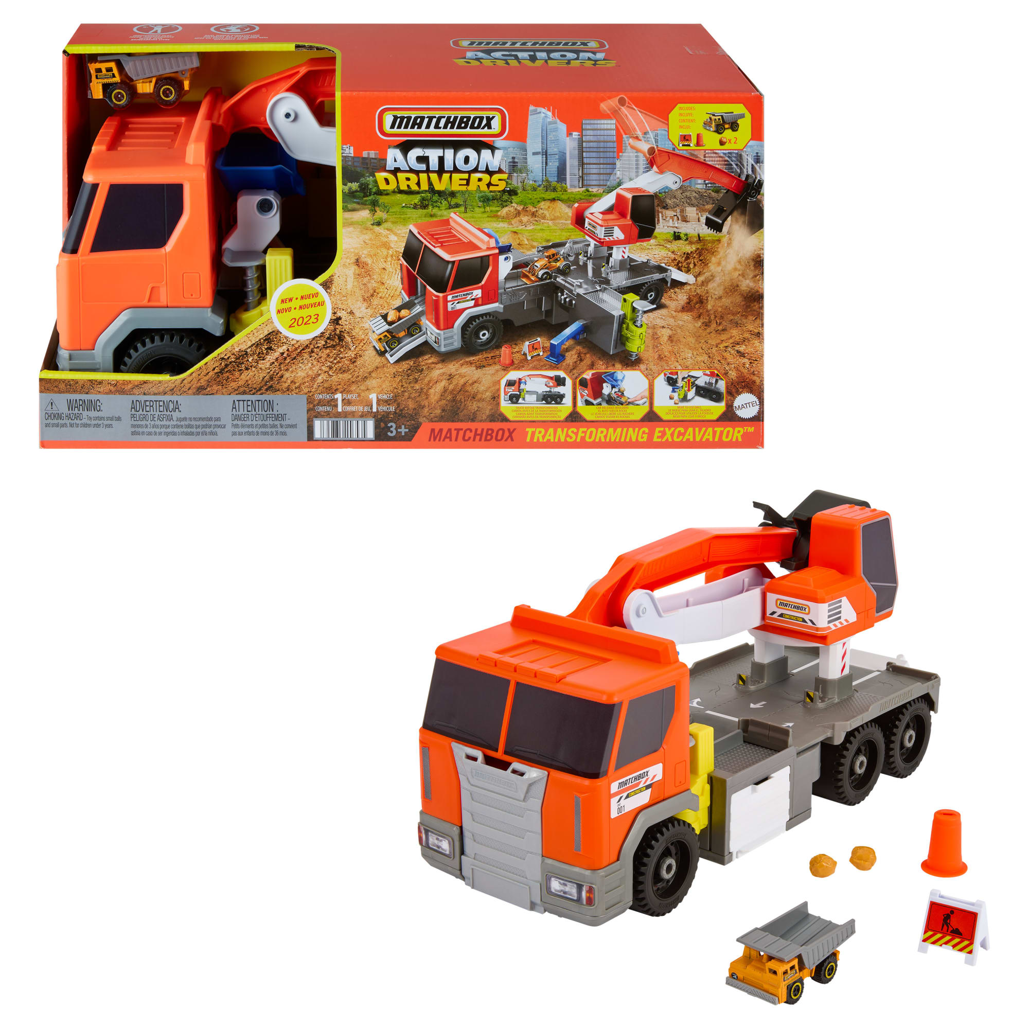 Matchbox Action Drivers Matchbox Transforming Excavator. Toy Construction Truck With 1:64 Scale Vehicle