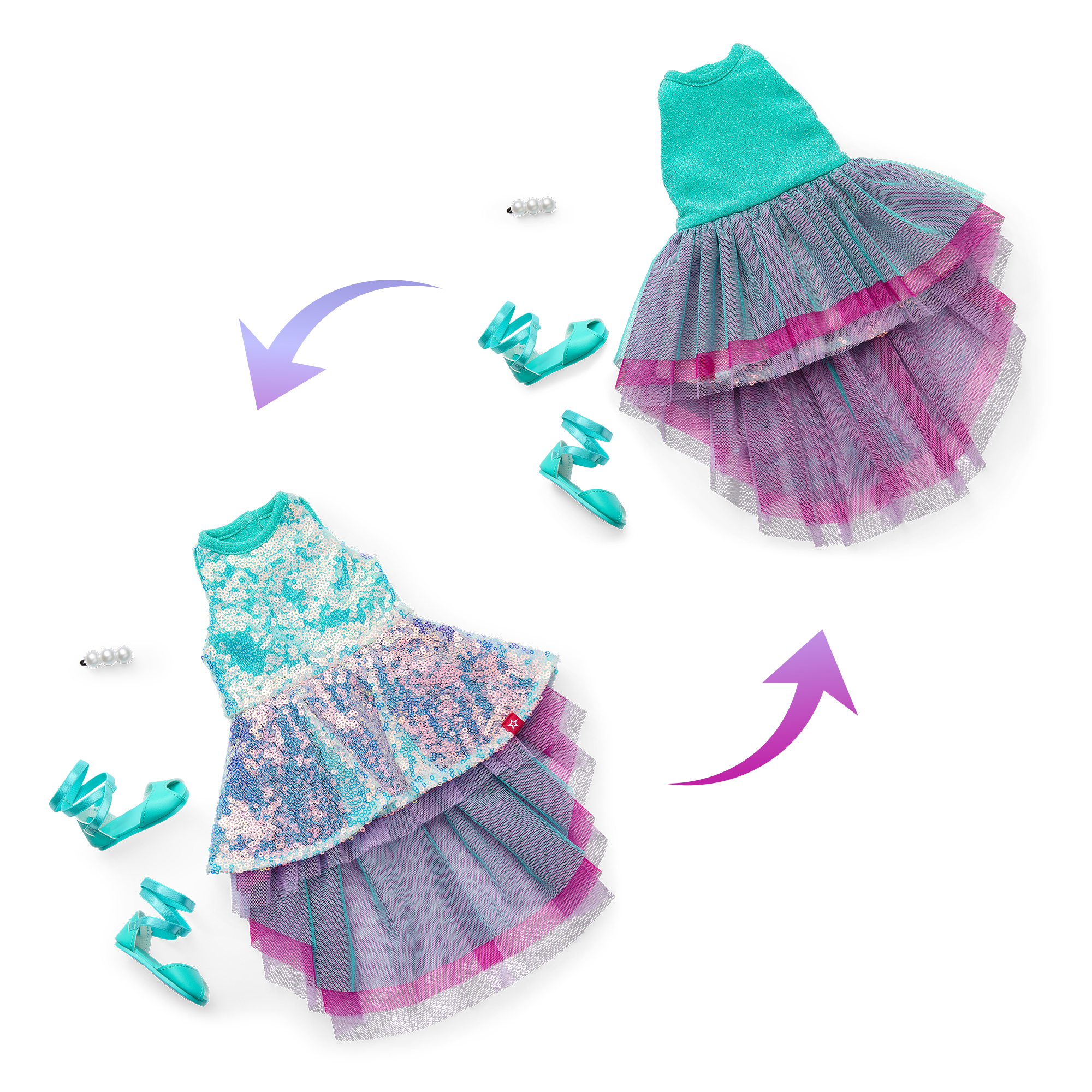 Glam Shimmering Ocean Outfit for 18-inch Dolls - Image 2