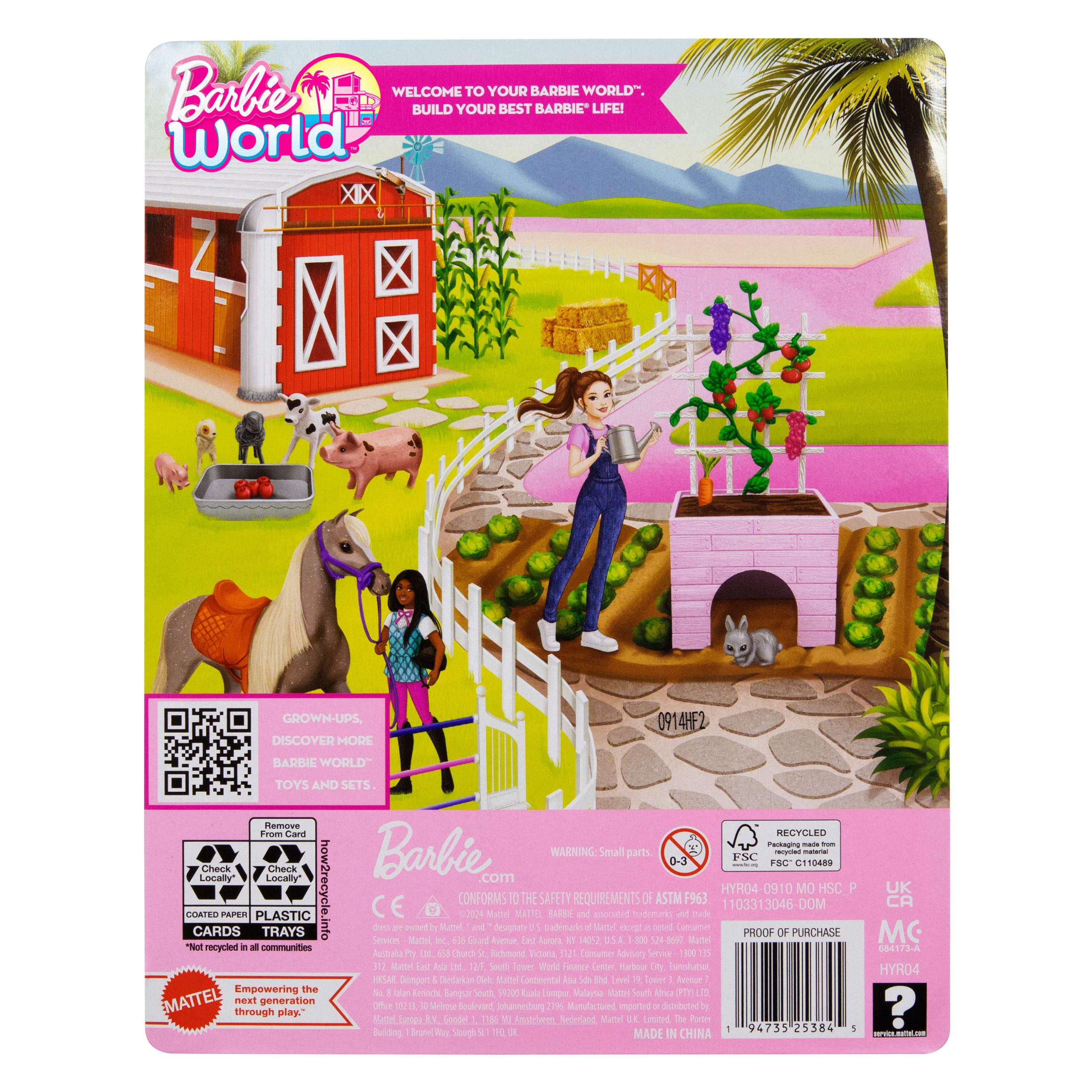 Barbie World Garden Playset With 12 Pieces Including Planter. Bunny Figure. Food & More - Image 5