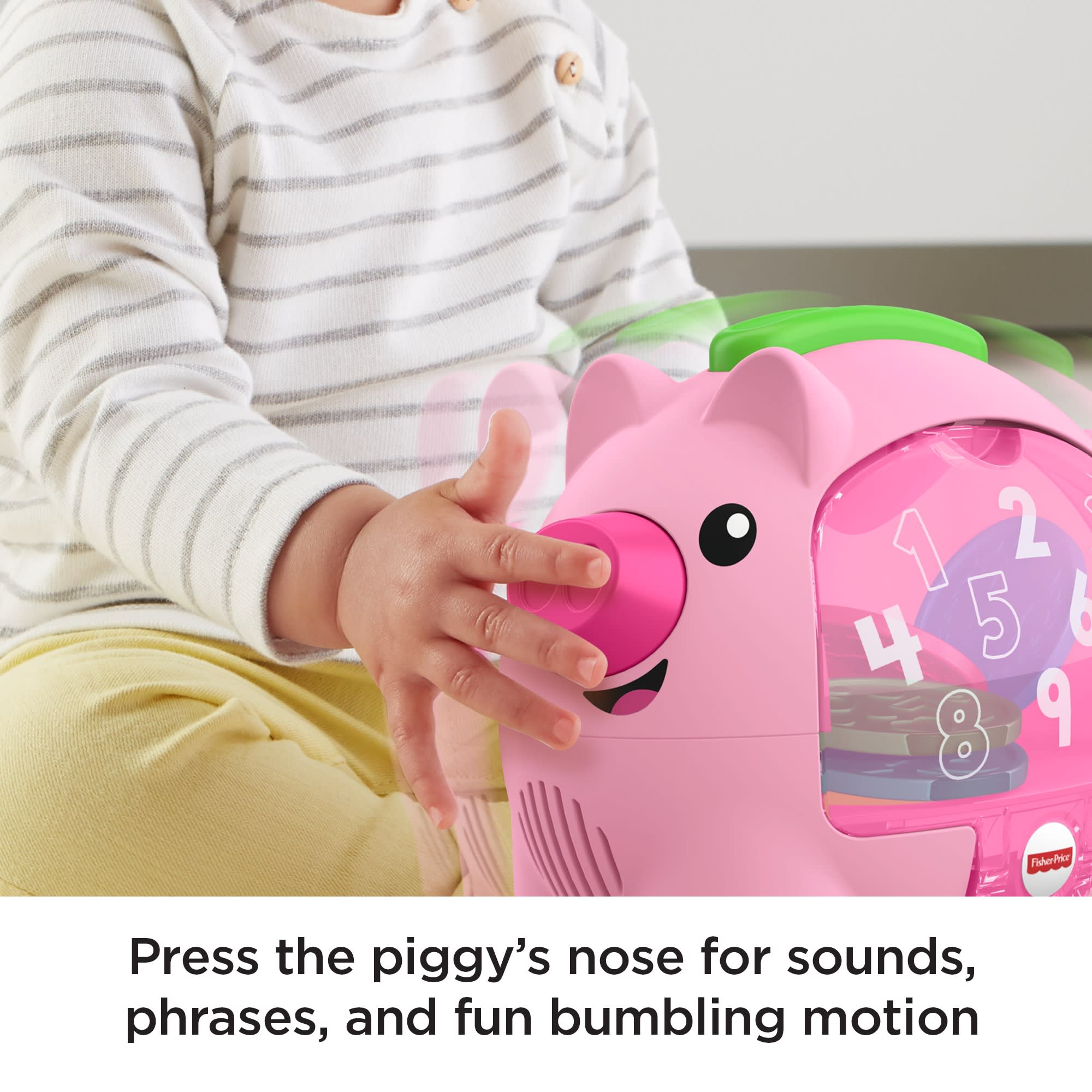 Fisher-Price Laugh & Learn Count & Rumble Piggy Bank Baby & Toddler Toy With Music & Motion - Image 3