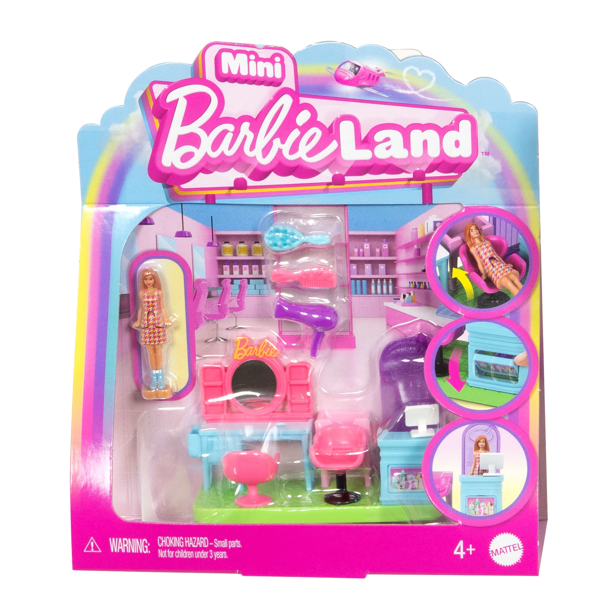 Barbie Mini Barbieland Poupée et Coffret de Jeu Salon de Coiffure