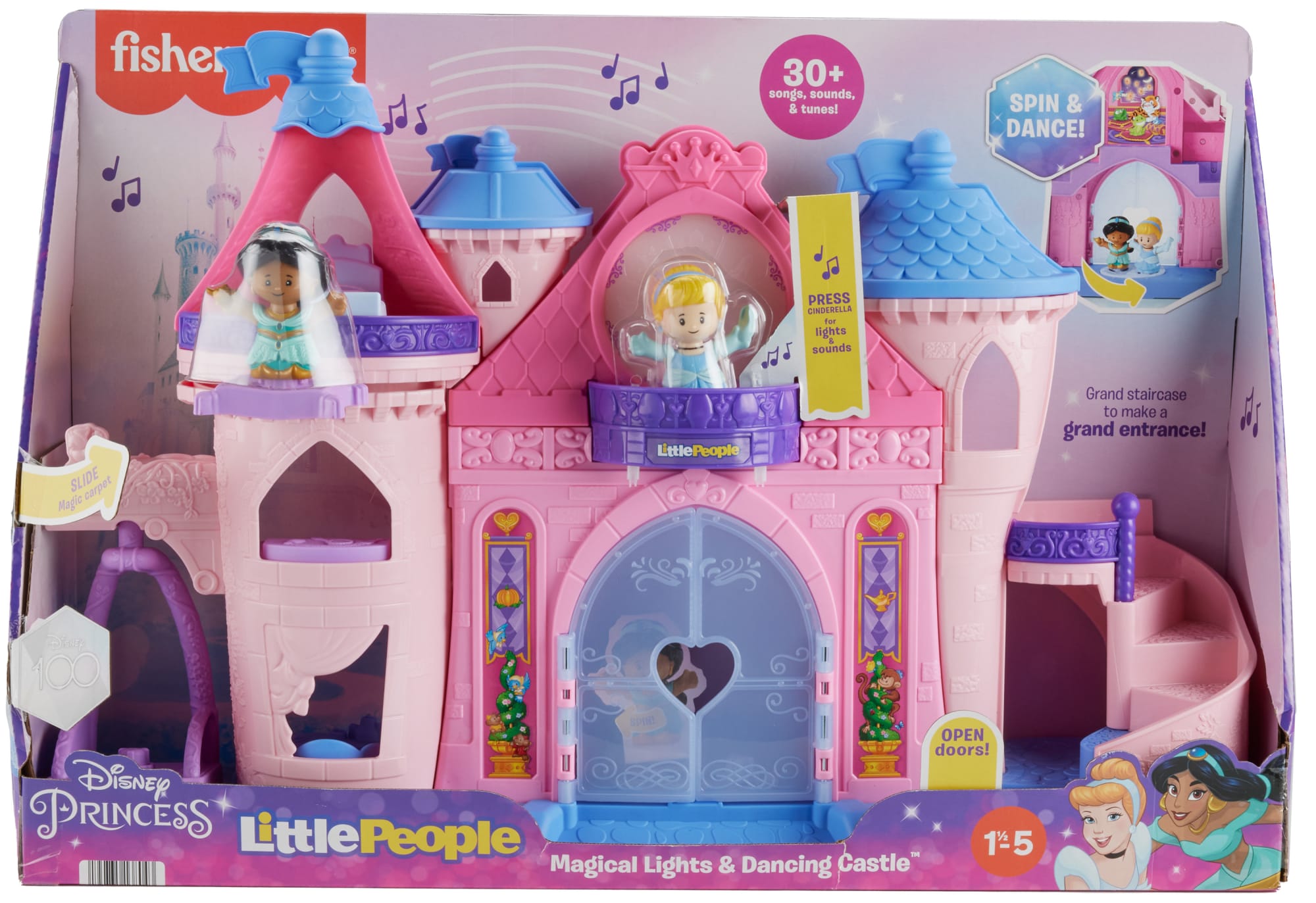 Fisher-Price Little People Disney Princess Magical Lights & Dancing Castle Playset. 2 Figures - Image 6