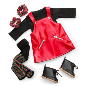 Nicki's™ Red Vinyl Jumper Outfit for 18-inch Dolls (Historical Characters)