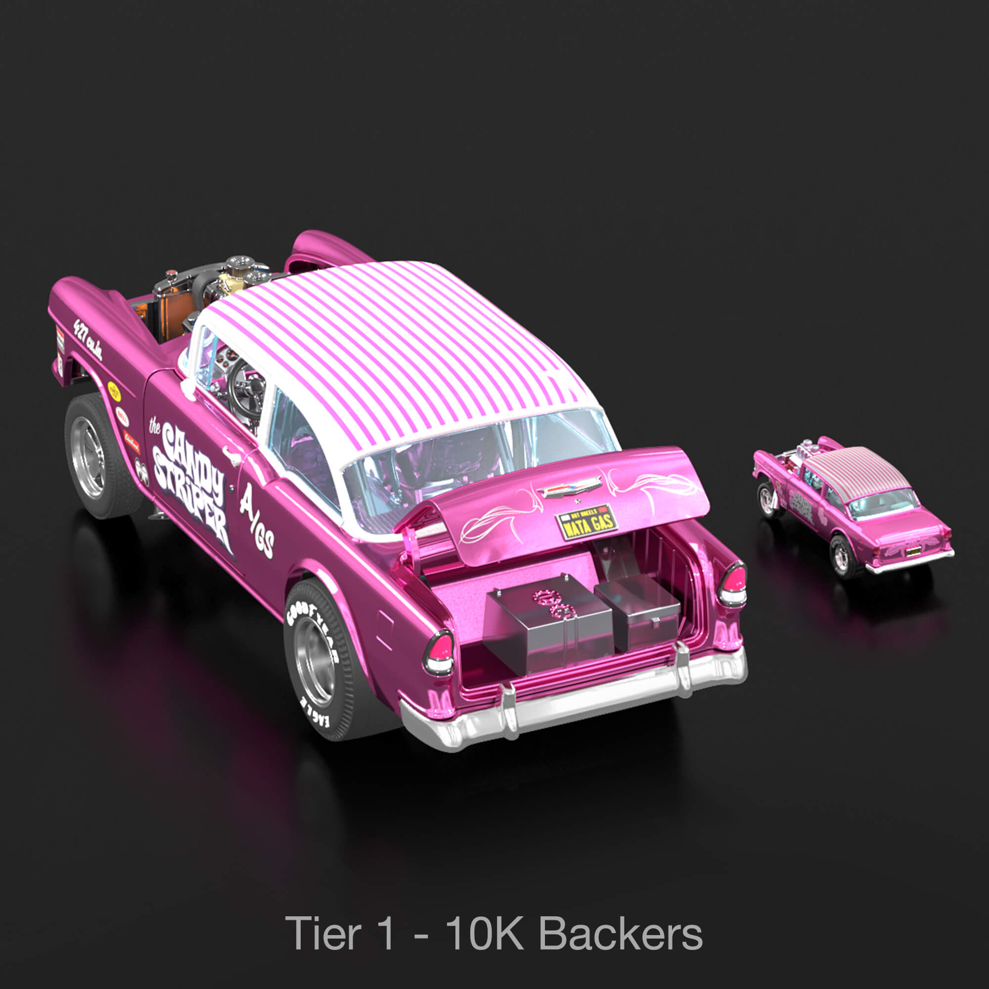 Hot Wheels RLC Exclusive 1:18 Scale '55 Chevy Bel Air Gasser Candy Striper - Crowdfund - Image 4