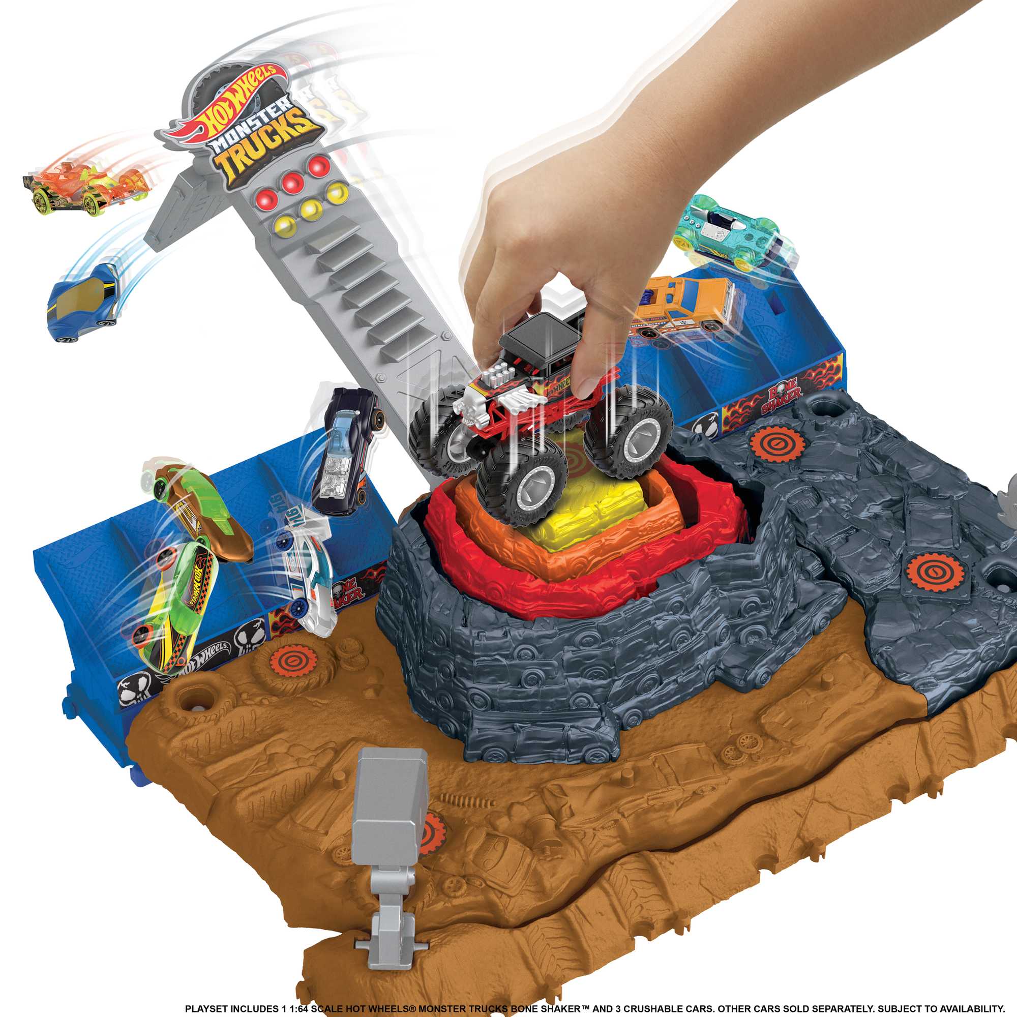 Hot Wheels Monster Trucks Arena Smashers Coffret de Jeu Parc à destruction Suprême Bone Shaker - Image 4
