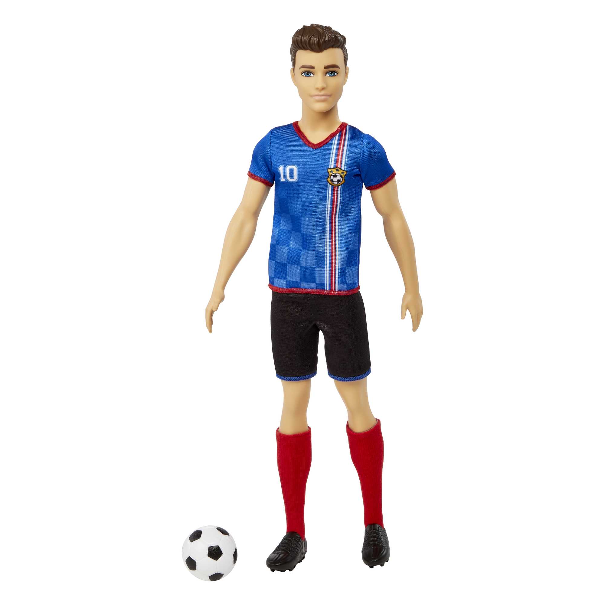 Ken Soccer Doll. Cropped Hair. #10 Uniform. Soccer Ball. Cleats. Socks. 3 & Up - Image 4