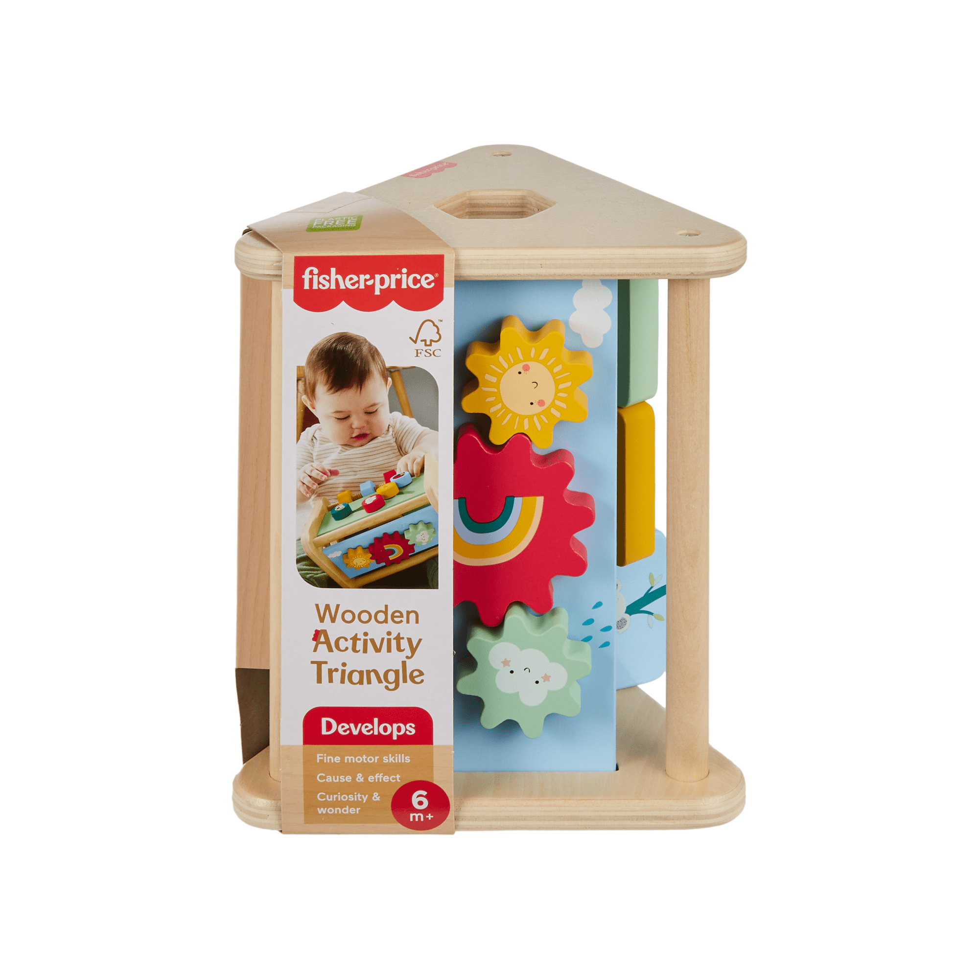 Fisher-Price Wooden Activity Triangle. 2-Sided Fine Motor Toy For Baby. 1 Wood Piece - Image 6
