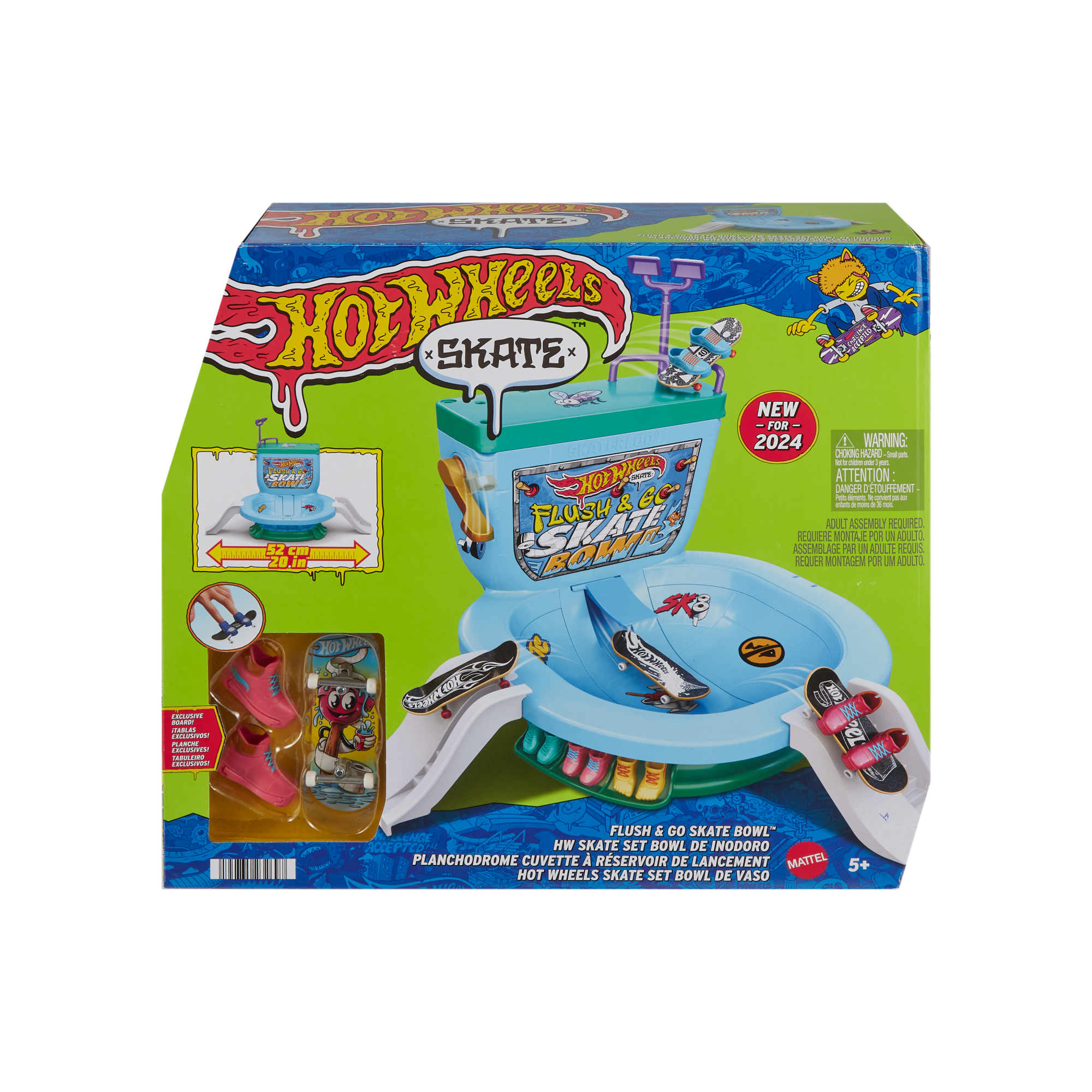 Hot Wheels Skate Flush & Go Skate Bowl Fingerboard Set With 1 Exclusive Board & Pair Of Removable Skate Shoes - Image 6