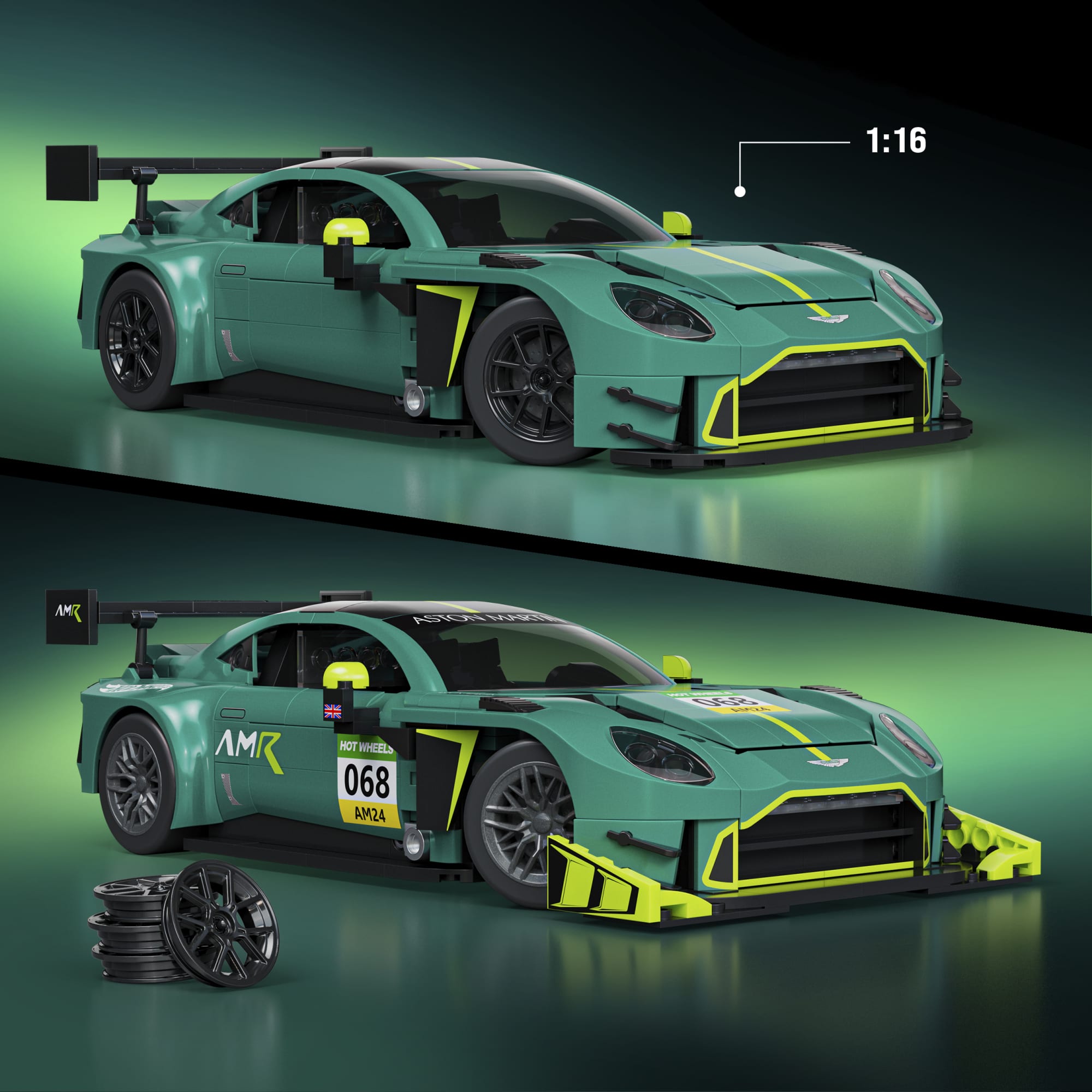 Mattel Brick Shop Hot Wheels '24 Aston Martin Vantage Gt3 Building Toy Kit (793 Pieces). For Collectors - Image 3