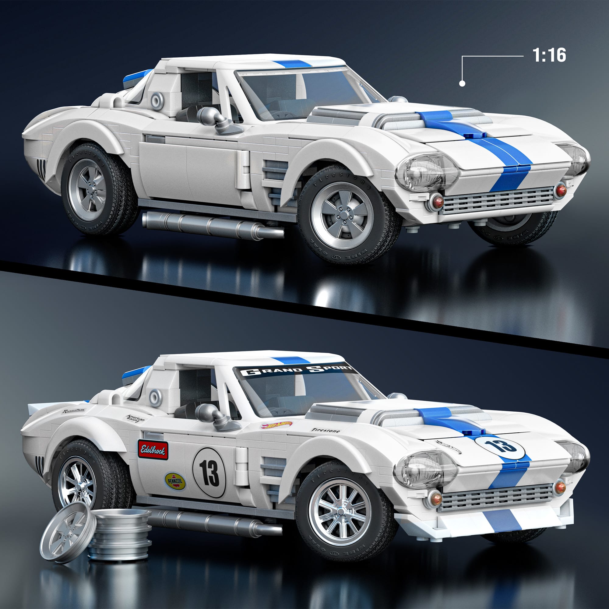 Mattel Brick Shop Hot Wheels Corvette Grand Sport Building Set - Image 3