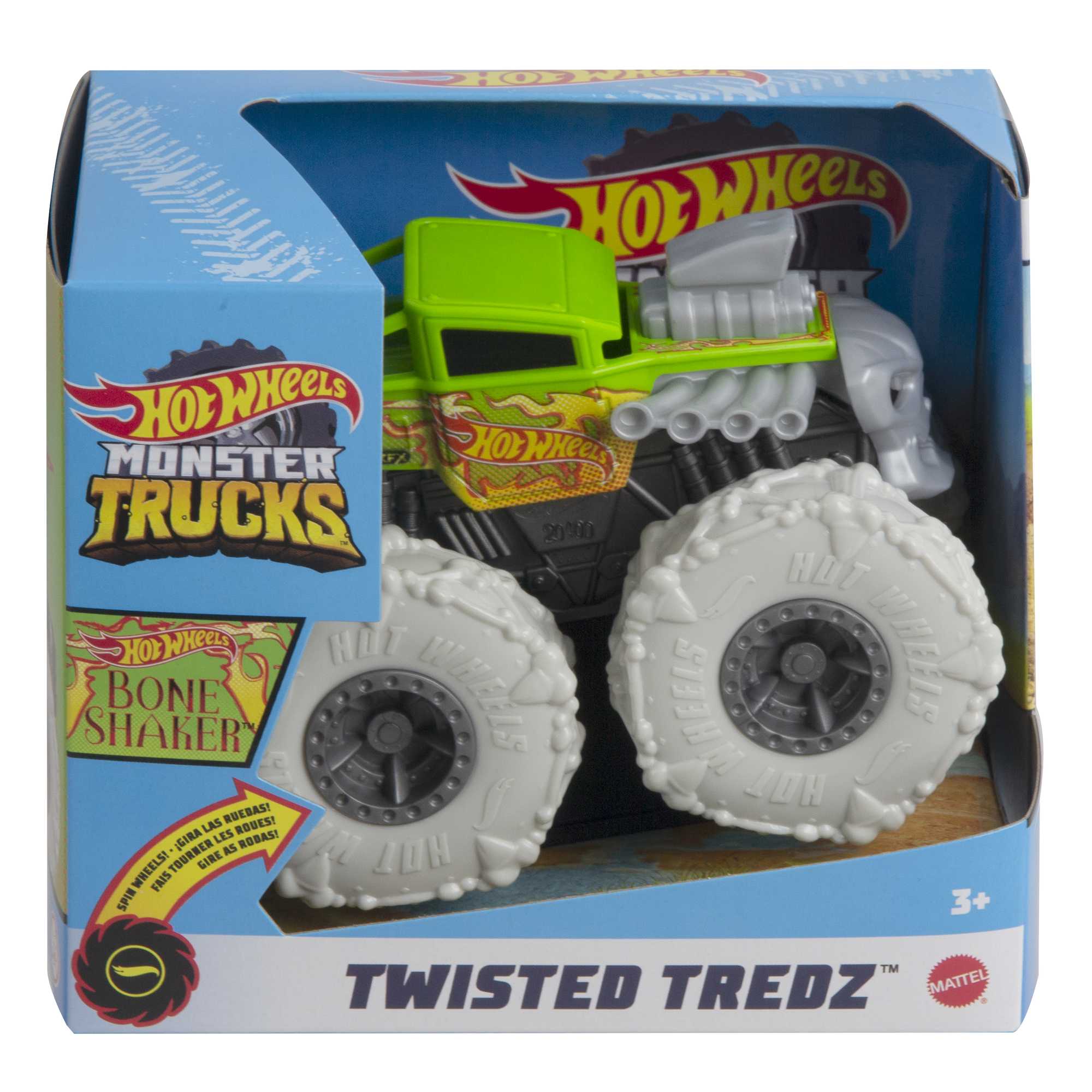 Hot Wheels Monster Trucks Veículo de Brinquedo 1:43 Pneus Para Todo Terreno Bone Shaker Flaming Skull - Image 5